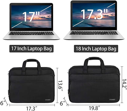 Ytonet Laptop Briefcases for Men, 17 Inch Expandable Briefcase Computer Bags for Laptop for Men, Water Resistant Multi Compartments Men's Work Bag with Luggage Strap for Bussiness Travel, Black