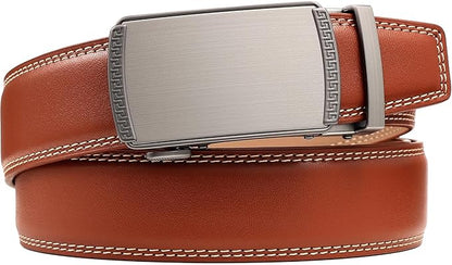 Founders & C Ratchet Belts for Men-Black/Brown Belt Leather 1 3/8" for Casual Dress-Micro Adjustable Belt