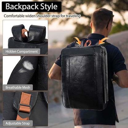Stuery Faux Leather Messenger Bag for Men 17-17.3 Inch: Laptop Bag Briefcase Computer Handbags Shoulder Crossbody Bag with Padded Laptop Sleeve for Work College Travel, Black Brown