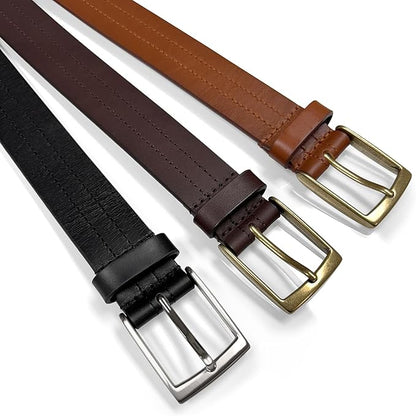Men's Oil-Tanned Genuine Leather Dress Classic Belt 1-1/8"(30mm) or 1-3/8"(35mm) Wide One Piece Dress Belt