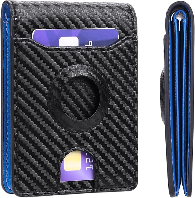 RFID Blocking Bifold Wallet for Men Minimalist Front Pocket Wallets Credit Card Holder with 5 Card Slots, ID Window