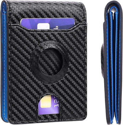RFID Blocking Bifold Wallet for Men Minimalist Front Pocket Wallets Credit Card Holder with 5 Card Slots, ID Window