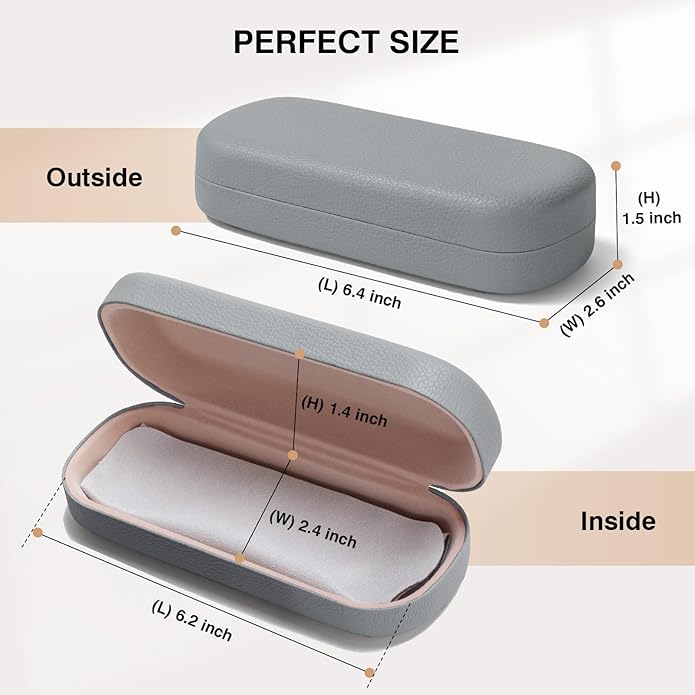 Marvolia Glasses Case Large Hard Shell Eyeglasses Case PU Leather Protective Case for Sunglasses Eyeglasses