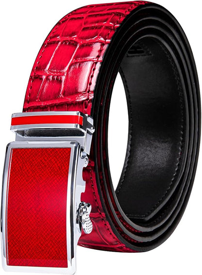 Dubulle Designer Ratchet Belt for Men Leather Fashion Adjustable Automatic Buckle Sliding Removable Dress Casual