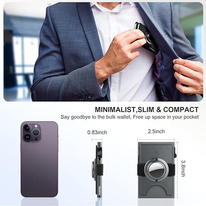 TOYFID Minimalist Wallet for Men,Slim Wallet Compatible with AirTag,Card Holder Metal Wallet,Pop Up Wallet,Metal Card Holder,Quick Access Card,RFID Blocking Protection,Hold 12+ Credit Cards (Grey)