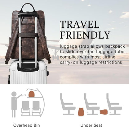 Shrrie Upgraded Large Travel Laptop Backpack with Laptop Compartmetn Fits 17 inch Laptop,Waterproof Vegan Leather Computer Backpack for Women and Men Work Business College