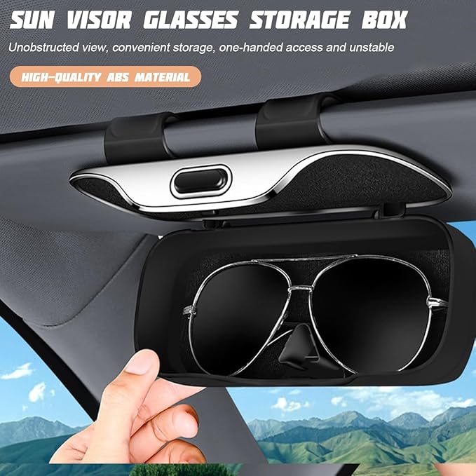 zipelo Sunglasses Holder for Car Sun Visor, Protective Automotive Eyeglasses Storage Case Hanger, Soft Vehicle Interior Glasses Organizer Box Accessories, Universal for SUV Sedan Truck (Brown)