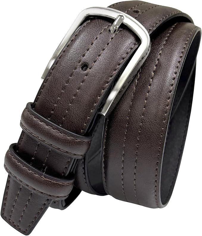 Men's Vegan Faux Leather Belt Classic Work Business Dress Belt 1-3/8"(35mm) wide