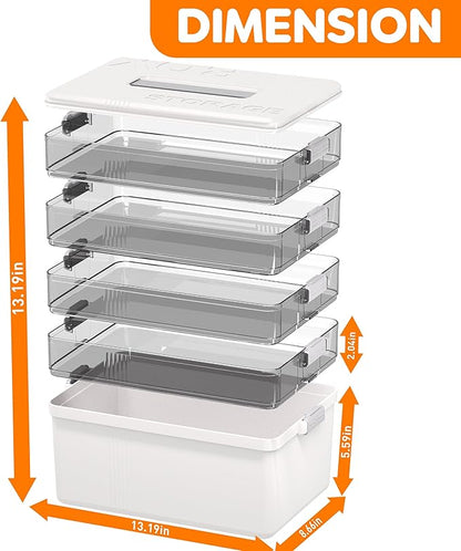 Citylife 5-Tier Medicine Organizer, Portable Medicine Cabinet First Aid Kit with Handle, Multi-Purpose Organizer for Family First Aid, Home, Travel