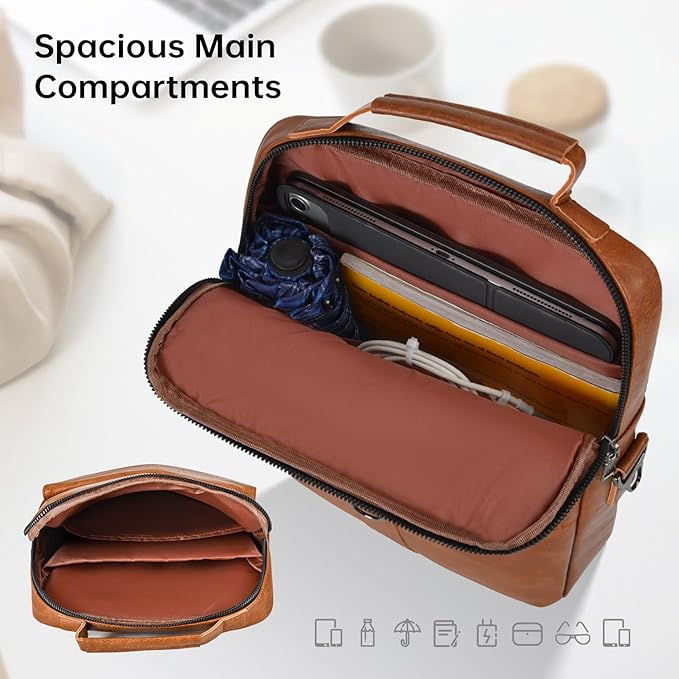 12.9-13 Inch iPad Carrying Leather Bag for 2026 2025 13 inch iPad Air M4 M3 & iPad Pro M4 M5 with Magic Keyboard, iPad Pro 12.9, Travel Shoulder Sleeve Case, Brown