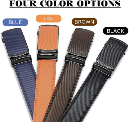 DOOPAI Belt Men, Ratchet Dress Adjustable 1 3/8" Sliding Leather Designer, Size Length Can be Cut, with Gift Box