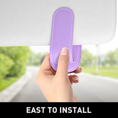 Sunglasses Holder for Car Visor, Magnetic Leather Car Sunglass Holder, Car Sun Visor Glasses Hanger Clip, Car Interior Accessories for Women Men, Fits All Size Eyeglasses