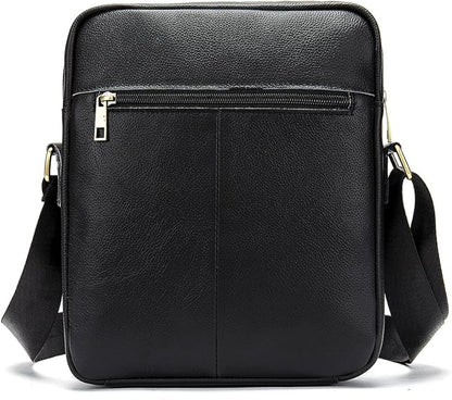 Hebetag Small Leather Sling Shoulder Bag Messenger Pack for Men Women Outdoor Travel Business