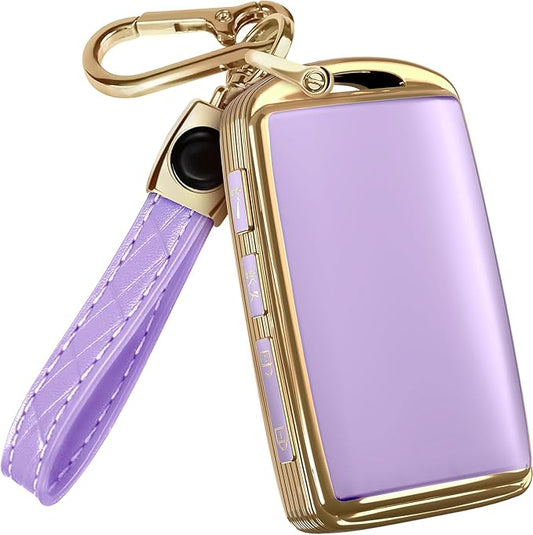 Lucrum Compatible with Mazda Key Fob Cover & Leather Keychain - TPU Case for 3, 6, CX-5 CX-9 CX-30 CX-50 CX-70 (2019-2025)
