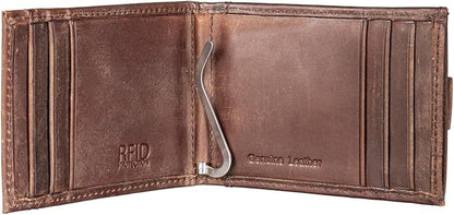 Team Sports America NFL Carolina Panthers Front Pocket Slim Wallet for Men | Minimalist Leather RFID Blocking Bifold Card Holder with Money Clip | Officially Licensed Stamped Logo