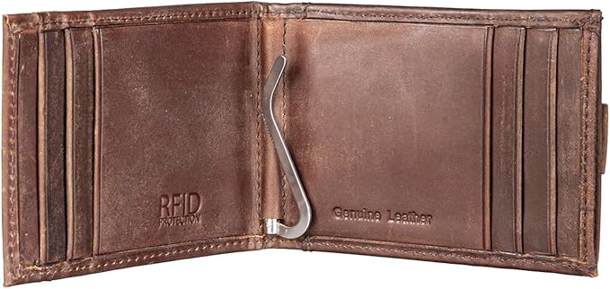 Team Sports America NFL Green Bay Packers Front Pocket Slim Wallet for Men | Minimalist Leather RFID Blocking Bifold Card Holder with Money Clip | Officially Licensed Stamped Logo