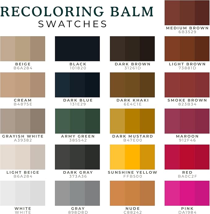 Clyde's™ Recoloring Balm | Non-Toxic Material Dye & Restorer for Furniture, Car Seats, & More | 23 Colors (Camel, 50ML)