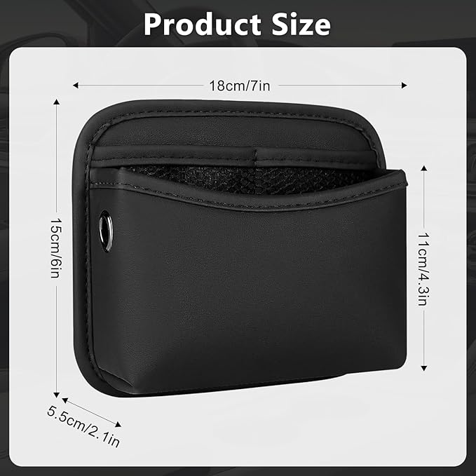 Car Seat Side Storage Pocket, Small Car Seat Organizers PU Leather Car Console Organizer Pocket Multifunctional Console Side Organizer Bag for Phone, Keys, Sunglass, Wallet, 1Pack