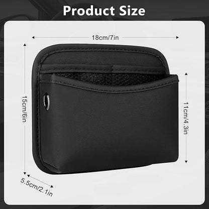 Car Seat Side Storage Pocket, Small Car Seat Organizers PU Leather Car Console Organizer Pocket Multifunctional Console Side Organizer Bag for Phone, Keys, Sunglass, Wallet, 1Pack