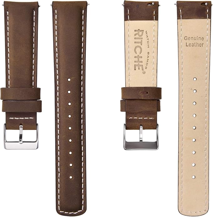 Ritche Christmas Gift Quick Release Leather Watch Bands Genuine Watch Straps for Men Women Top Grain Leather Watch Strap, White Elephant Gifts, Stocking Stuffers for Men, Father's Day gifts