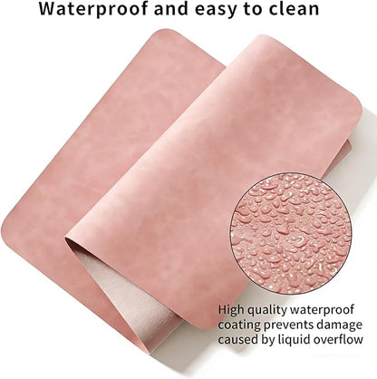 Distressed Leather Desk Mat - Non-Slip PU Leather Desk Pad Protector - Large Waterproof Mouse Pad Computer Keyboard Desk Mat Desk Accessories for Office & Home (Pink, 31.5"x 15.7")