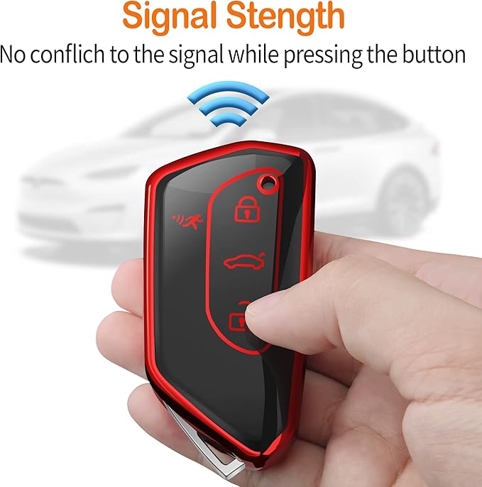 Sindeda for Volkswagen Key Fob Cover with Keychain Soft Full Protection Key Shell Key Case Compatible with VW MK8 Golf/GTI Skoda Octavia (Red)