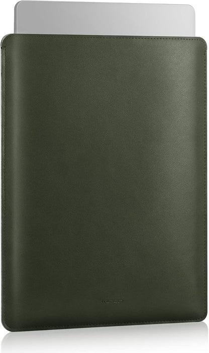 MoKo Laptop Sleeve Compatible with New Mac Pro 14 Inch M5/4/3/2/1 2026-2021, Slim Stylish Laptop Bag Made of PU Leather, Fliz Sleeve Case, Carry Bag for 14 Inch Mac, Midnight Green