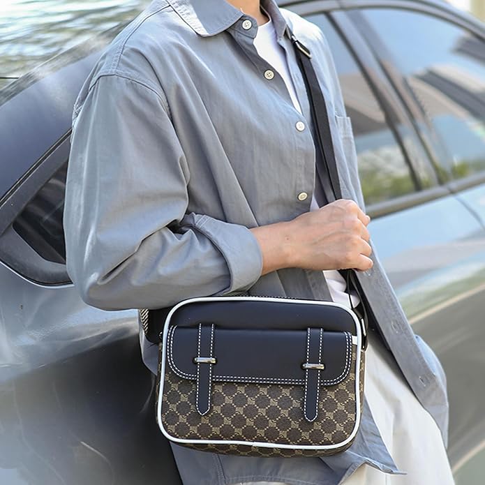 Crossbody Bag for Mens, Pu leather Cross Body Purse, Multi Pocket Shoulder Bag Messenger Bag for Travel Work Daily