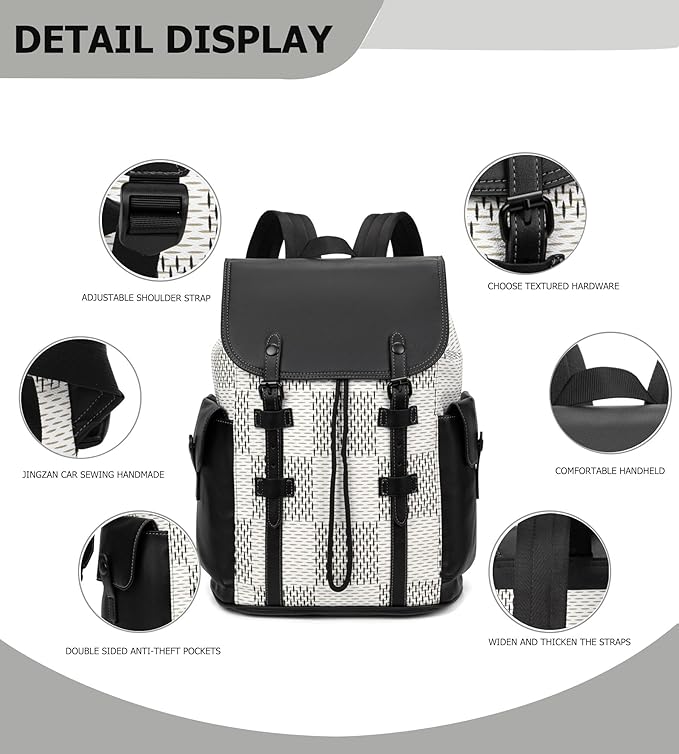 KingTo Laptop Backpack for Men Luxury Anti-Theft Travel Backpack Casual Business Waterproofing Computer Bag (B-White)