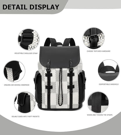 KingTo Laptop Backpack for Men Luxury Anti-Theft Travel Backpack Casual Business Waterproofing Computer Bag (B-White)