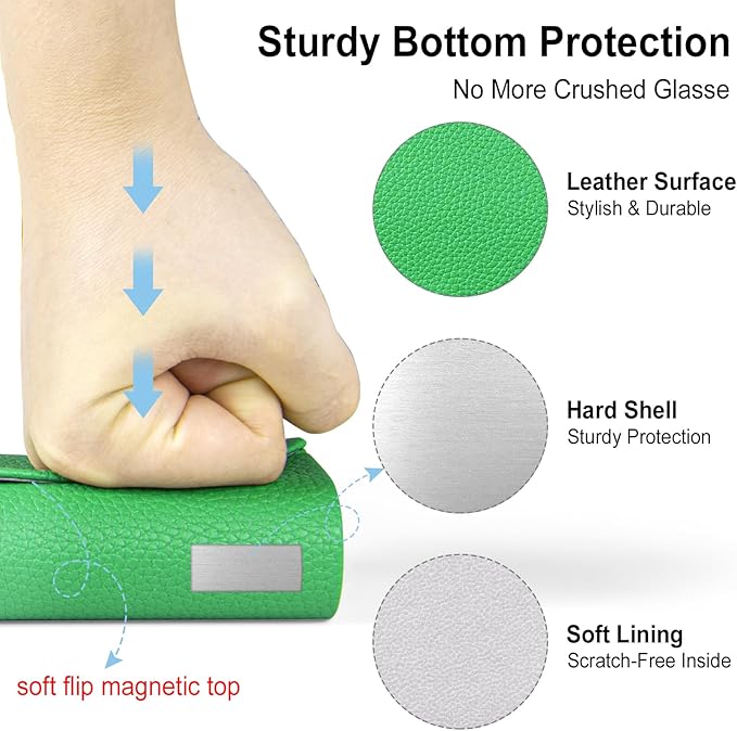 RayLove Ultimate Glasses Case Kit, Hard Shell Sunglasses and Eyeglass Case with Cleaning Cloth, Screwdriver, Ear Hooks