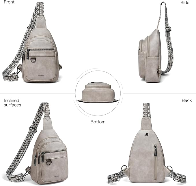 Leresas 7L Sling Bag for Women Men Vegan Leather Crossbody Bags Fanny Pack Purse Backpack Over Shoulder Bag Travel Anti Theft