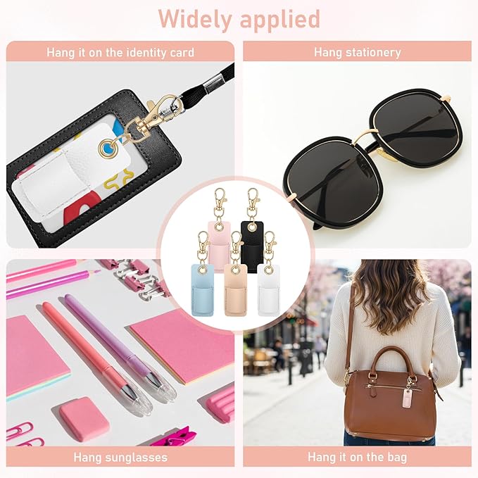 Sibba Portable Anti-Lost Pen Holder for Lanyard Anti-Lost Neck Lanyards Pen Holder 5PCS Single Pens Lanyard for Badge Keychain PU Leather Portable Pencils Clip Office Supplies for Badge Reels Nurses