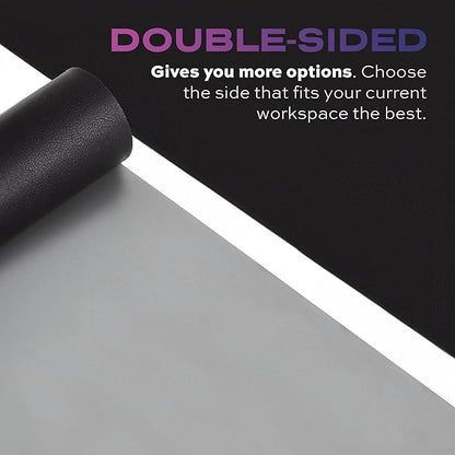 STATIK TaskPad Leather Mouse Pad for Desktop - Large Waterproof Desk Cover on Top of Desks, Big Gaming Surface Area 35.4" x 16.5" - Double-Sided XL Keyboard Mat (Black, Grey)