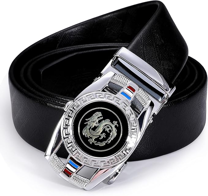 Dubulle Designer Mens Belts, Sliding Automatic Buckle Ratchet Dress Belt TOP Genuine Leather Strap Gifts
