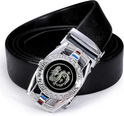 Dubulle Designer Mens Belts, Sliding Automatic Buckle Ratchet Dress Belt TOP Genuine Leather Strap Gifts
