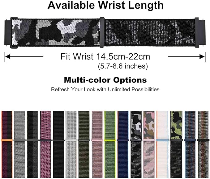 WOCCI 20mm Adjustable Nylon Watch Band, Quick Release Sport Loop Strap (City Camo)