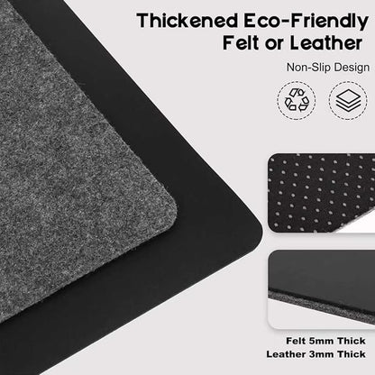 Wireless Charging Mouse Pad with 2nd Gen Tech, 3-in-1 25W Fast Charger, Microfiber Leather Desk Mat, Large Waterproof Desk Pad for Office & Gaming(Leather Adds Universal Charging Cable)