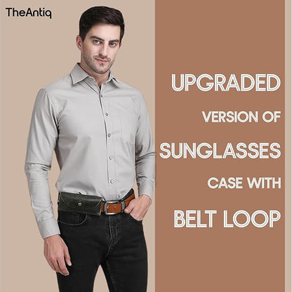 Leather Sunglasses Case Genuine Eyeglass Holder Reading Glasses Protector Vintage Eyewear Storage for Men and Women