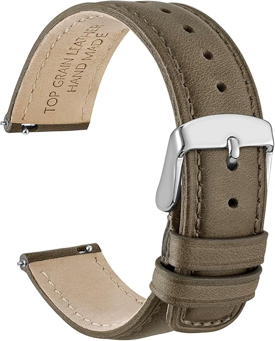 WOCCI Quick Release Watch Band, Distressed Genuine Leather, Stainless Steel Buckle, Strap Width 18mm 19mm 20mm 22mm 24mm