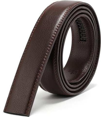 JASGOOD Ratchet Belt Replacement Strap 1 1/8", Leather Belt Strap for 35MM Slide Click Buckle