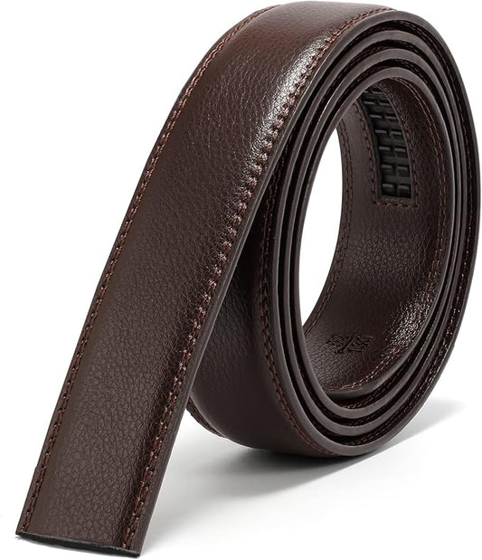 JASGOOD Ratchet Belt Replacement Strap 1 1/8", Leather Belt Strap for 35MM Slide Click Buckle