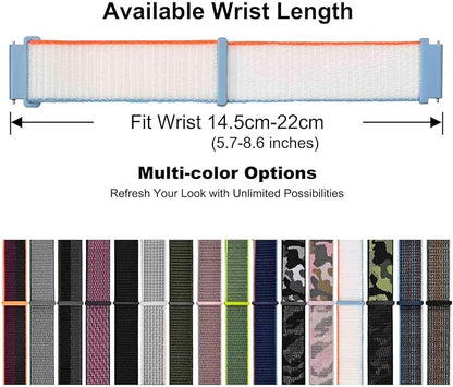 WOCCI 18mm Adjustable Nylon Watch Band, Quick Release Sport Loop Strap (White)