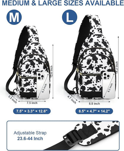 Capolo Sling Bag for Women Men Waterproof Crossbody Bags for Women Trendy Casual Fanny Pack with Convertible Shoulder Strap Chest Bag for Travel Hiking(Cow Print, Medium)