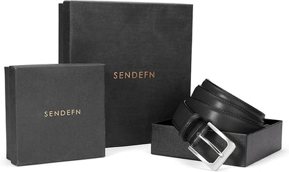 SENDEFN Mens Belts Leather Belt for Men 1 1/4" for Casual Jeans Dress Pants with Gift Box