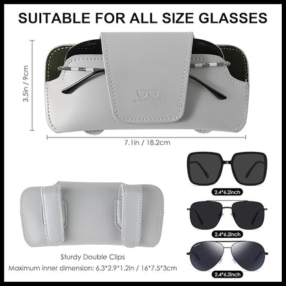 Car Sunglasses Holder for Car Visor Vegan Leather Auto Eyeglass Case with Clip Automotive Interior Visor Accessories