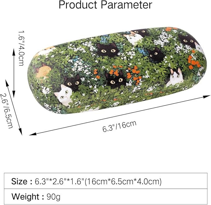 PERFECTSIGHT Hard Shell Eyeglasses Case, PU Leather Protective Glasses Case, Cute Eyeglass Case for Women Men Girls
