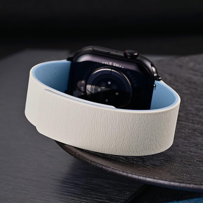 WOCCI Magnetic Watch Bands, Wood Grain Silicone, Quick Release, Compatible Watch Lug 20mm 22mm