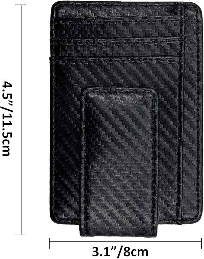 Money Clip RFID Front Pocket Wallet Men Leather Slim Minimalist Wallet