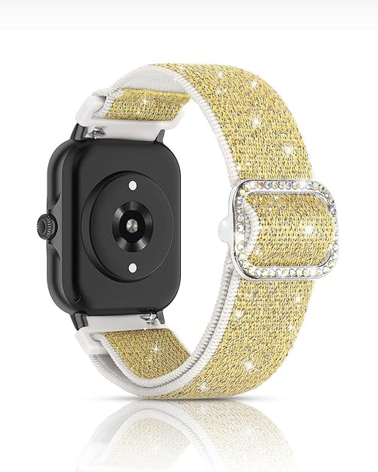 Sparkly Elastic Nylon Bands Compatible with Woneligo/Fitpolo Smart Watch IDW13, 22mm Stretchy Straps for TOOBUR IDW19/ENOMIR IDW19/MILOUZ IDW19/Gydom IDW19/Faweio IDW19/Hoowel IDW19/Amzhero IDW19/Tensky IDW19/WNH IDW19 Smart Watch Glitter Bands for Women